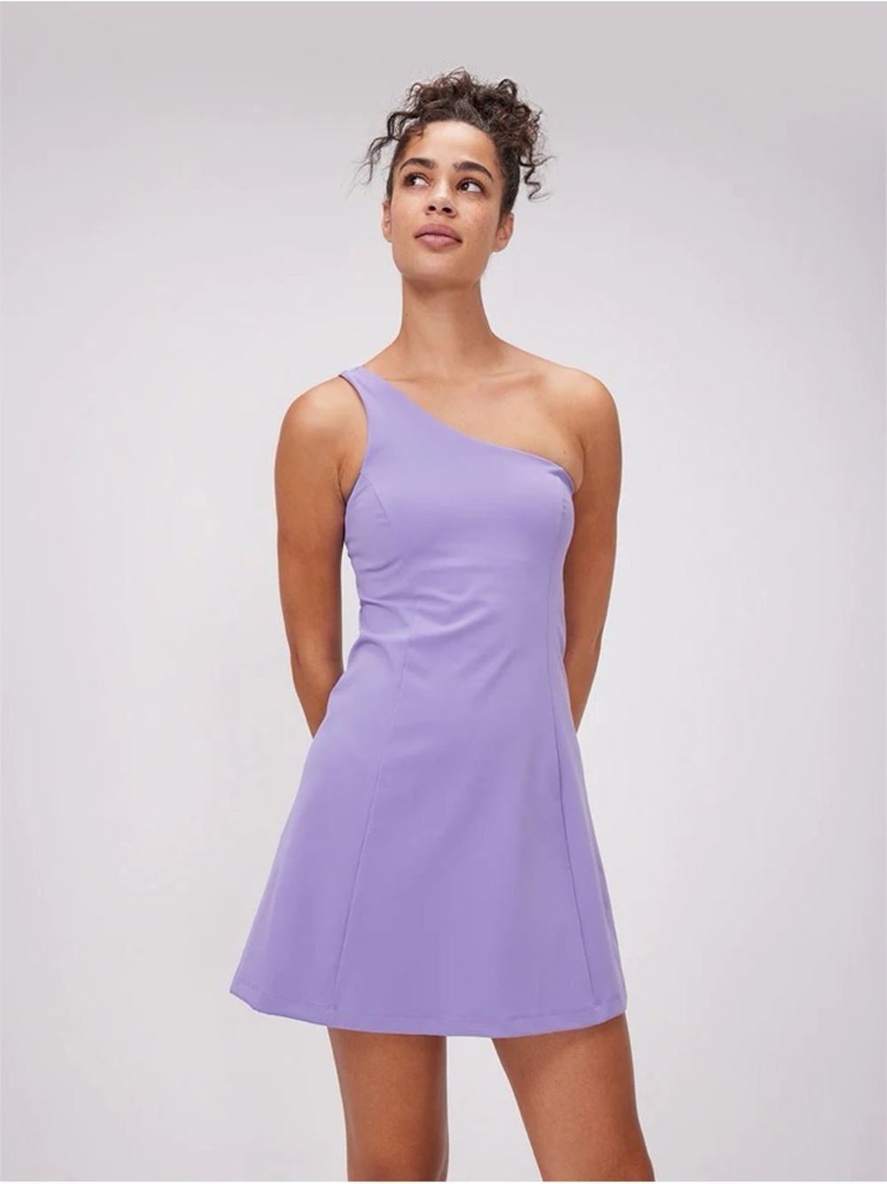 Outdoor Voices One-Shoulder Lavender Mini Dress